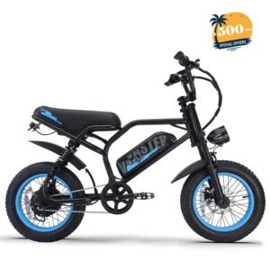 Electric Bike for Teenager 20 mph Ebike 20-45 Miles PAS Range, 460Wh Larger Battery, 16'' Fat Tire | A13 Blue